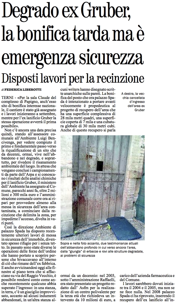 Il Giornale Umbria del 19/08/2013, p. 14.