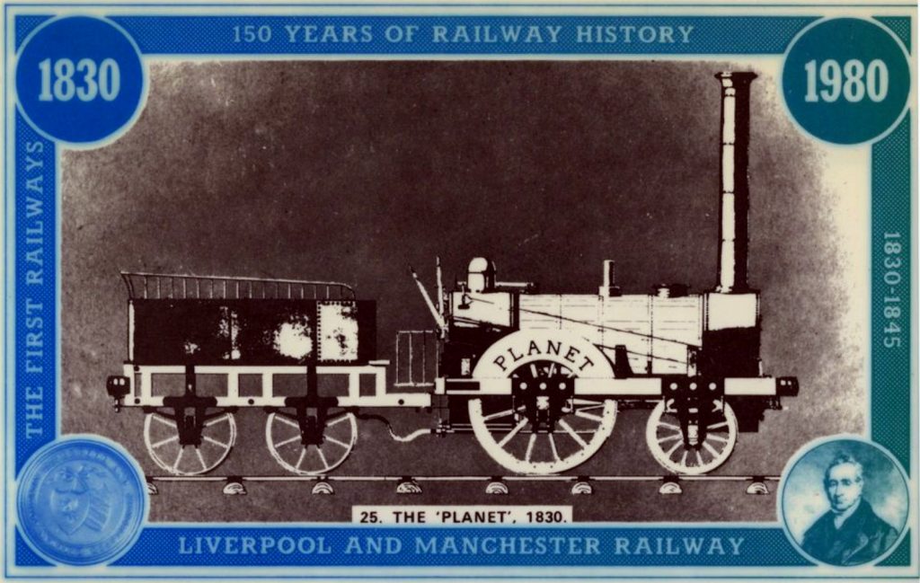 Cartolina celebrativa per i 150 anni della ferrovia Liverpool-Manchester