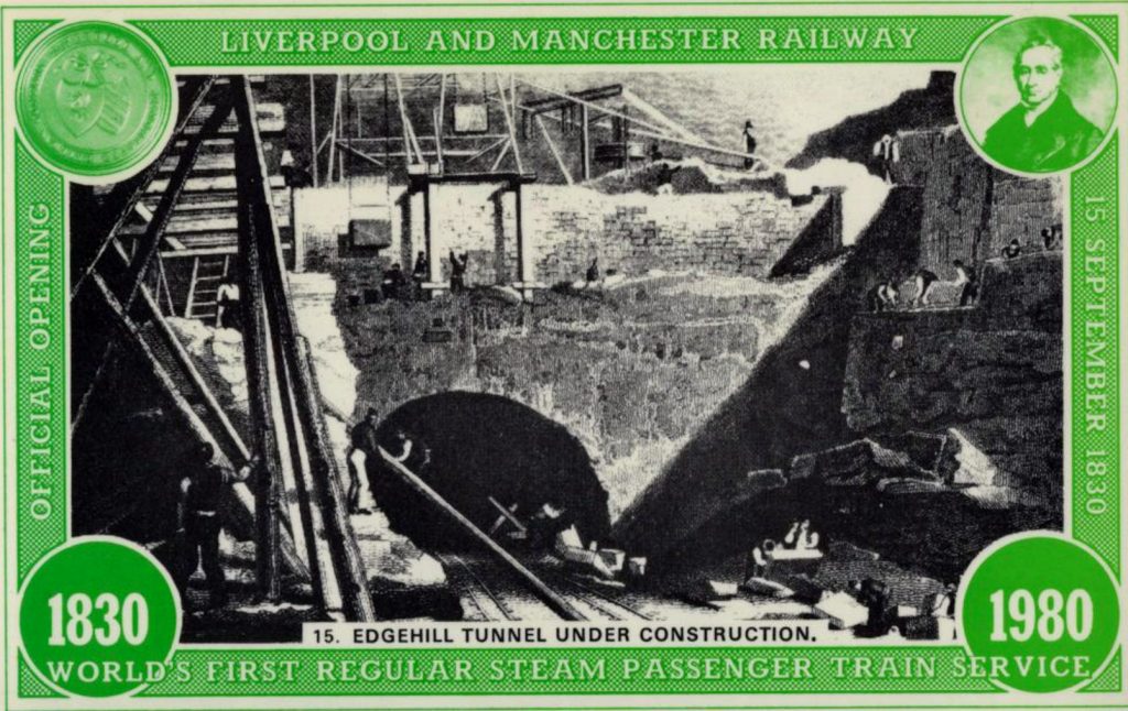 Cartolina celebrativa per i 150 anni della ferrovia Liverpool-Manchester