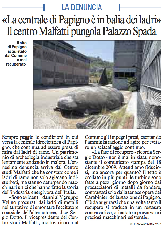 La centrale di Papigno è in balia dei ladri