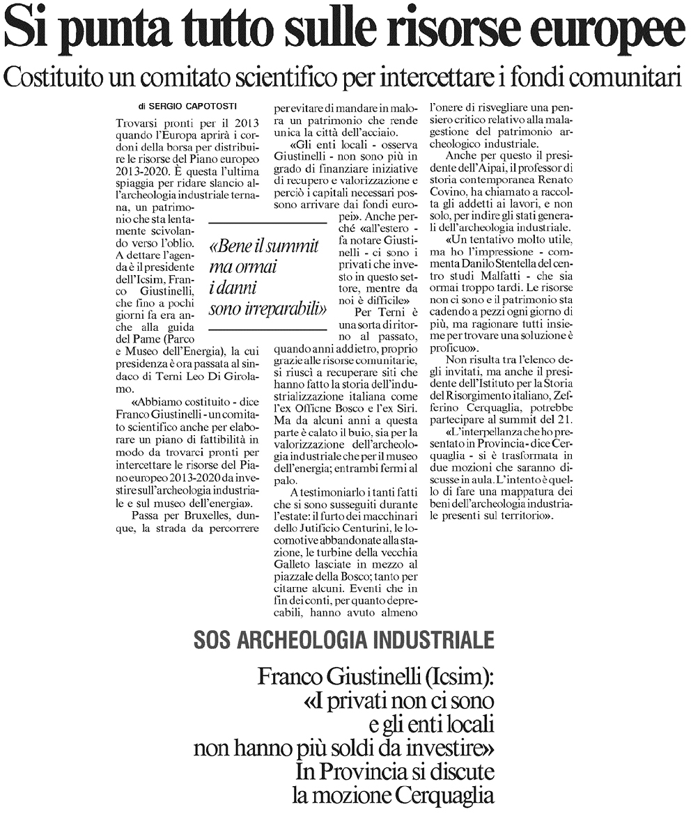 Terni. SOS archeologia industriale
