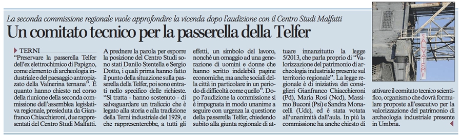 Corriere dell'Umbria del 16/02/2014