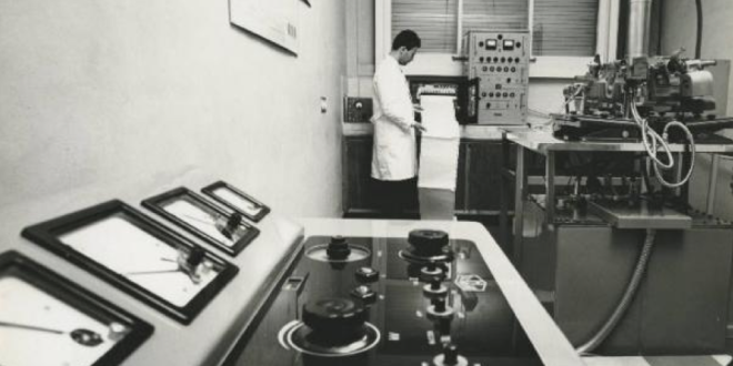 Interno del laboratorio ricerche Polymer, 1957