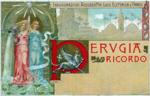 Cartolina per l'inaugurazione dell'acquedotto di Perugia